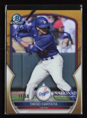 Diego Cartaya 2023 Topps Bowman Chrome National GOLD Refractor #'d /50 DODGERS