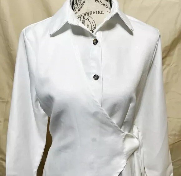 Prettylittlething White Tortoise Button Wrap Tie … - image 4