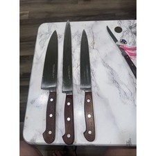 Herder's Cutlery 3pc Knife Set High Carbon Stainless Steel Wood Handle Vintage