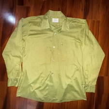 Vintage 50s 60s Arrow Decton Permatron Shirt L 16  16  Loop Collar USA Green