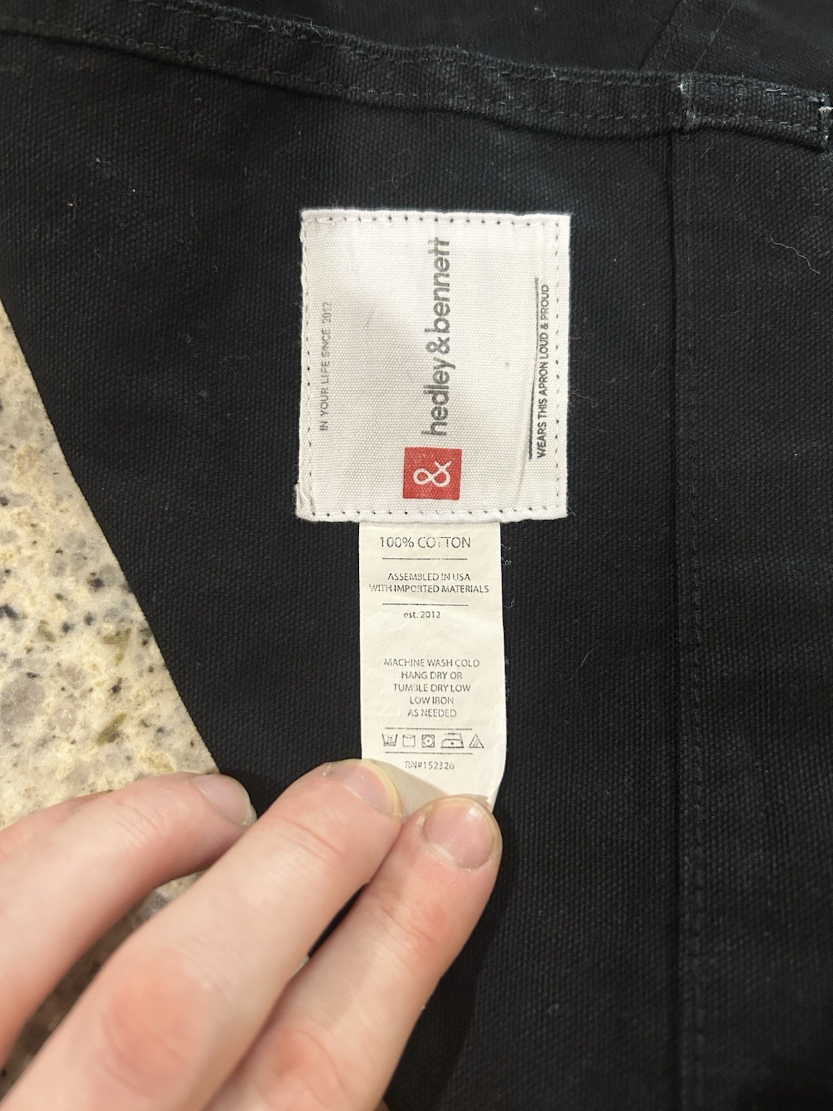 Hedley & Bennett Essential Apron Caviar Black, Kitchen Utility, Made in USA thumbnail 2