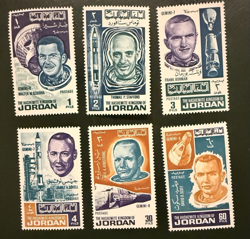 Jordan Stamps MNH Space Theme Astronauts, Gemini 7 and 8. See Scan