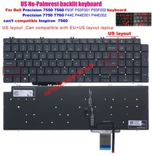 Backlit US Keyboard for Dell Precision 7550 7560 7750 7760 laptop 0713DM 08XY7G