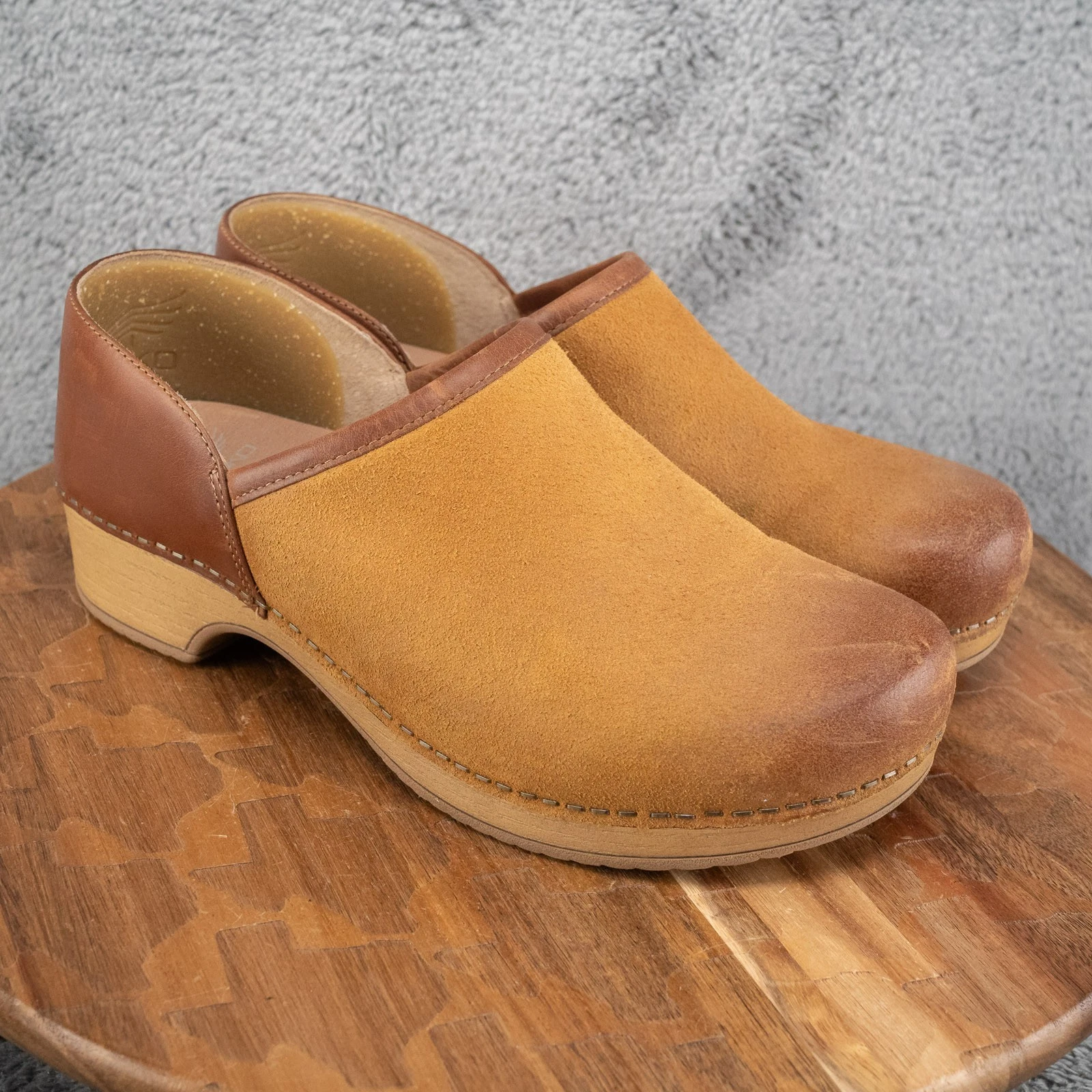 DANSKO Brenna Clog Shoes Women 40 EU 9.5 US Brown Burnished Suede Slip On Tan
