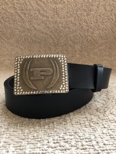 Vintage Y2K Rhinestone PHAT FARM Genuine Leather Western Cowboy Belt Size 38