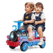 Kids Ride on Train Trackless, 12V Battery Powered Electric Toy 2-Seater Blue