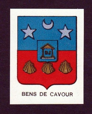 ca. 1880 Bens Benso von Cavour Wappen Adel coat of arms heraldry Lithographie