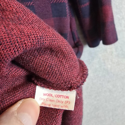 Obus Dress Womens Size 2 10AU Red Blue Tartan Check Wool Cotton Shift 3/4 Sleeve - Picture 7 of 10