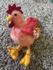 Ty Beanie Baby Strut The Chicken Hen Rooster Retired Stuffed Animal Toy Gift-New