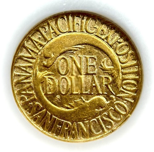 1915-S $1 Pan Pacific Gold Commemorative Dollar NGC MS61 Key Date Coin Rare - Picture 4 of 4