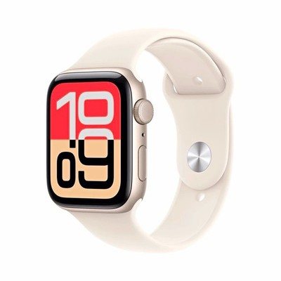 Apple Watch SE 2023, 40 mm Smartwatch, Silikonarmband Beige, Touchscreen iOS