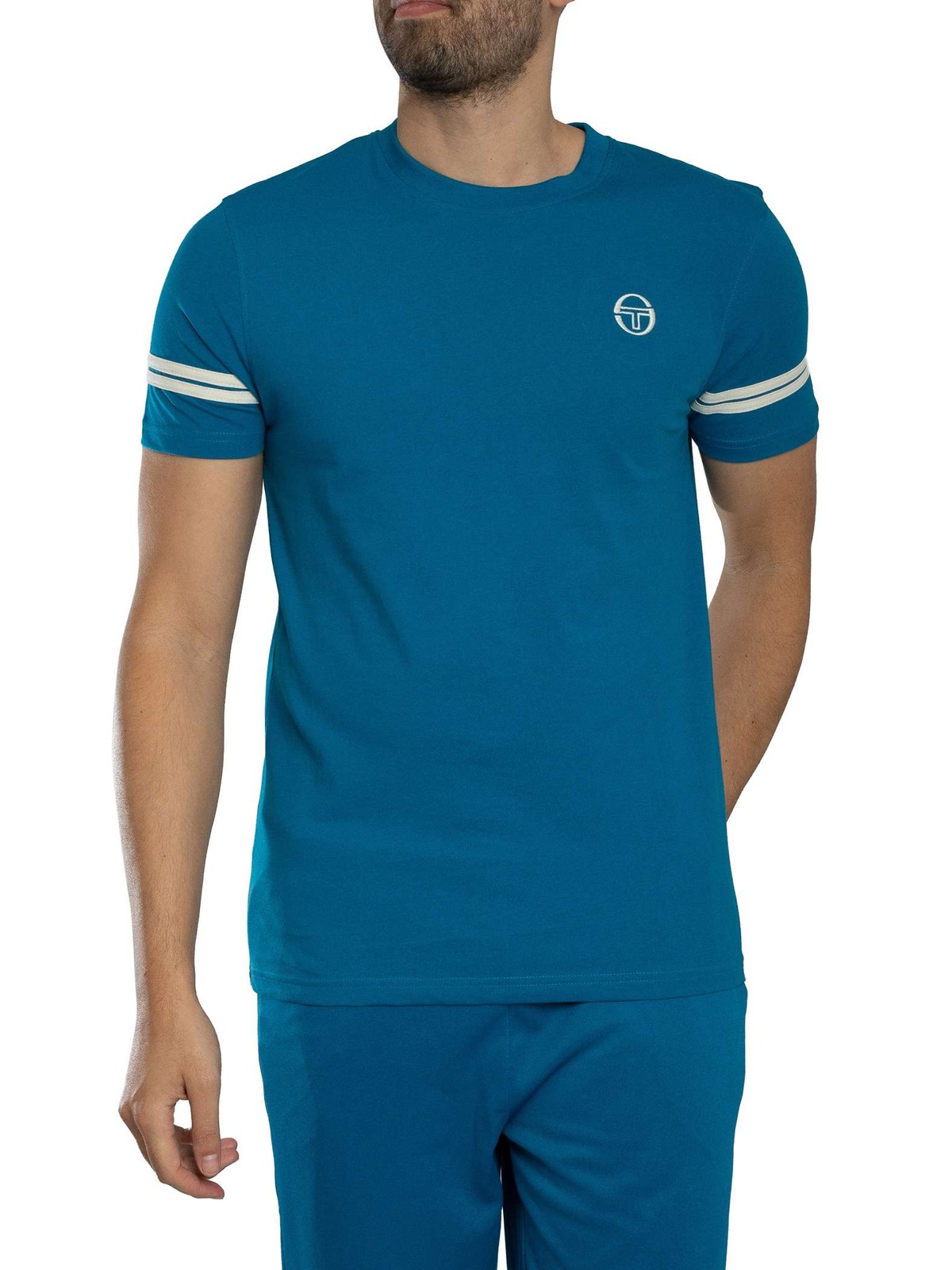 Sergio Tacchini Men's Mykonos Blue/Gardenia Grello Crew T-Shirt, - Image 2
