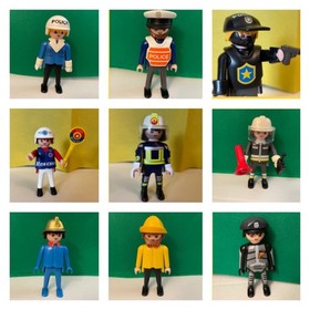 Playmobil Policemen Swat Rescue Fighter man Woman Guns Ethnic Vintage Sheriff