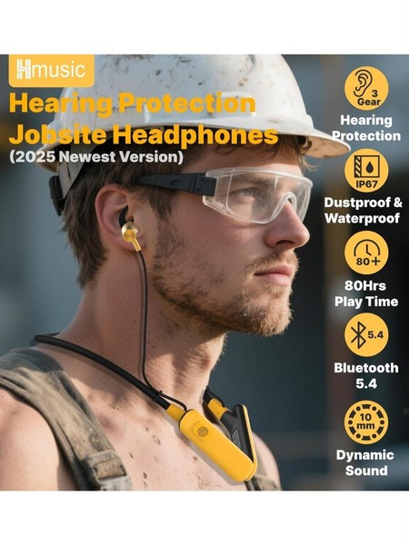 Alternate view of Hmusic H23pro Neckband Bluetooth Headphones, Ipx7 Waterproof, 30db Tri-flange