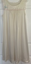 Vtg ShadowLine Off White Nightgown,Pink Embroidered Trim  Blue Flowers, M, Mint