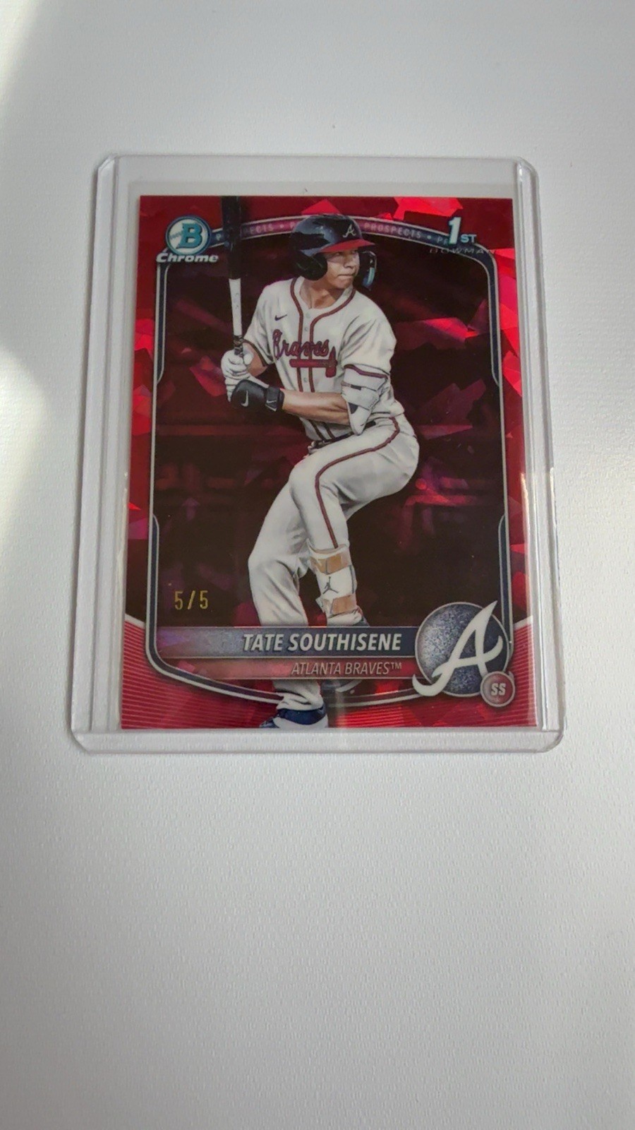 2025 Bowman Draft Sapphire Tate Southisene Chrome Red Refractor 1st #/5 Braves