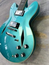 Semi-Hollow Body Metallic Blue Electric Guitar H-H Pickups Fixed Bridge