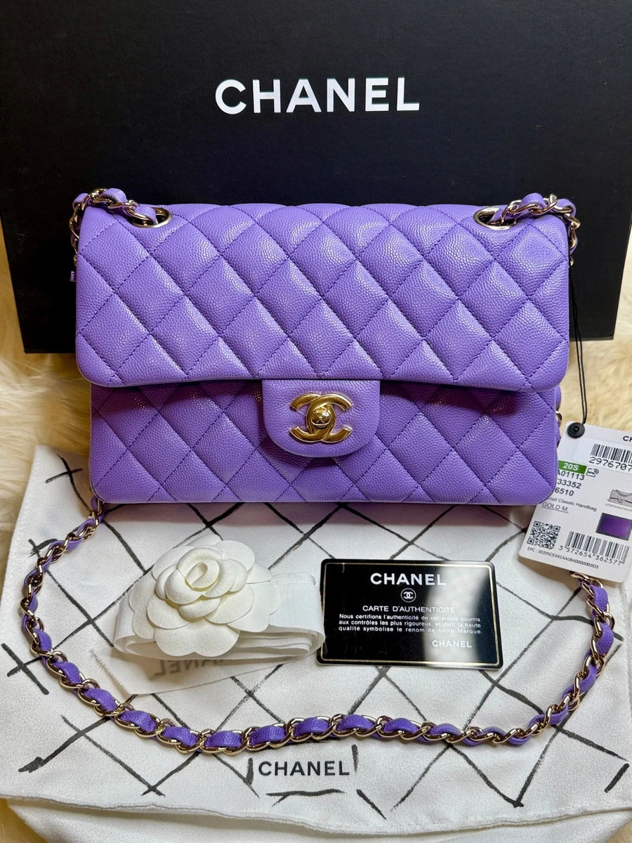 Chanel 20S Lilac Purple Caviar SMALL Classic Double Flap Bag Light