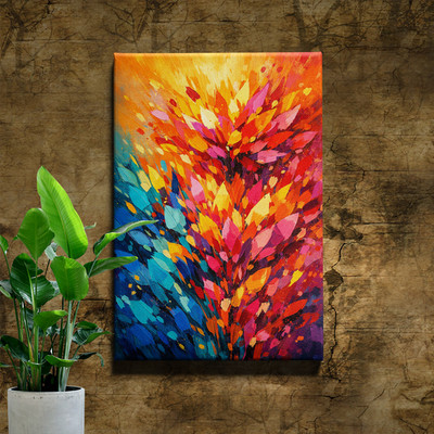 Floral Bloom Color Explosion Abstract Wall Art Print Impasto Palette
