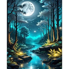 Moon Paint by Numbers for Adults - Landscape Paint by Number on Canvas Withou