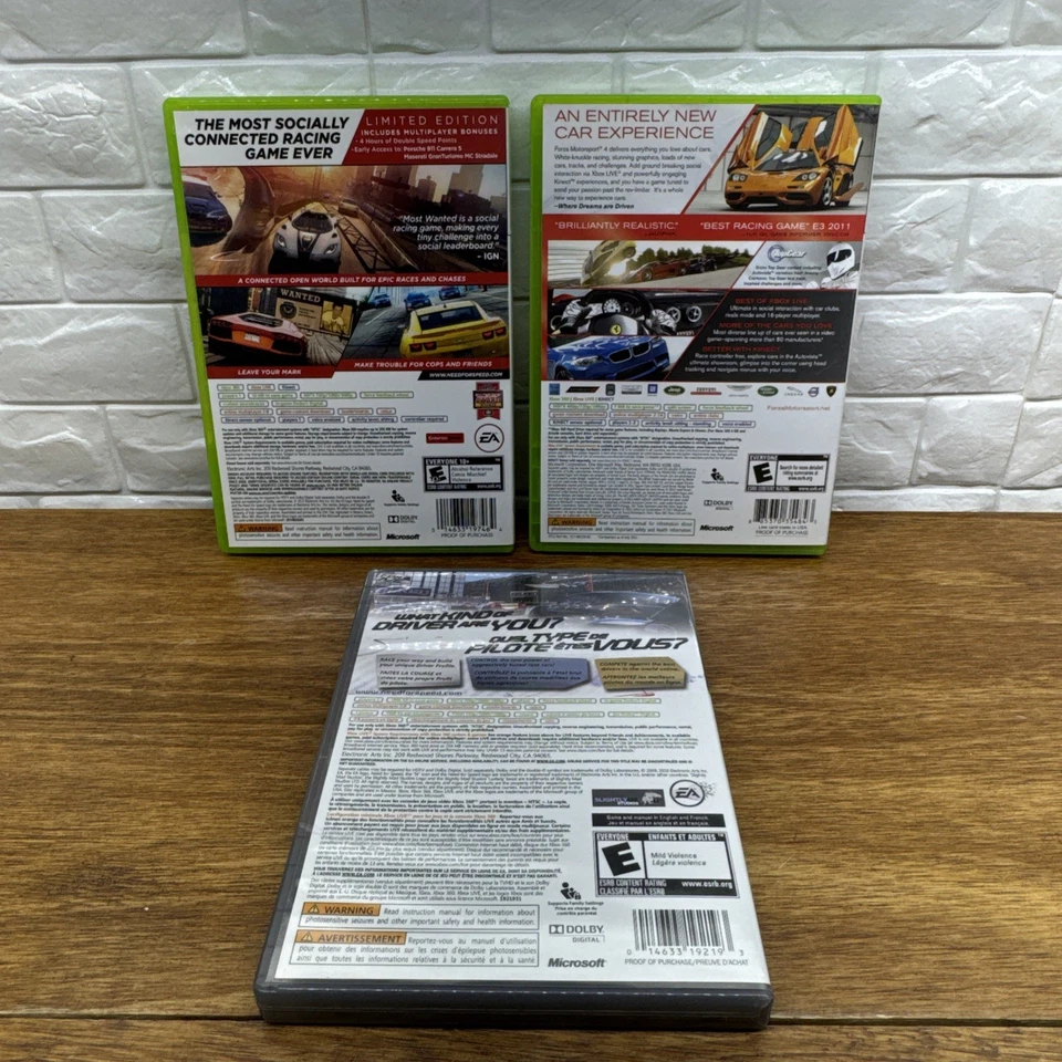 Xbox 360 Racing Game Lot of 3 Forza 4 Need for Speed Most Wanted Shift Tested - Image 2 of 4