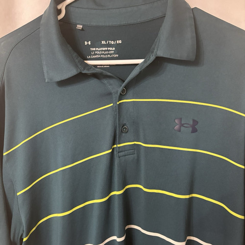 Under Armour Poloshirt Herren XL grün gestreift Playoff Performance Golf Freizeit - Bild 1 von 5