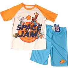 SPACE JAM Bugs Bunny Taz Daffy Pajamas Short Sleeve  Shorts Set Boys -Size M 8