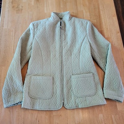 vintage 90s Gallery Sage Green Quilted Light Weight Jacket Size Medium 