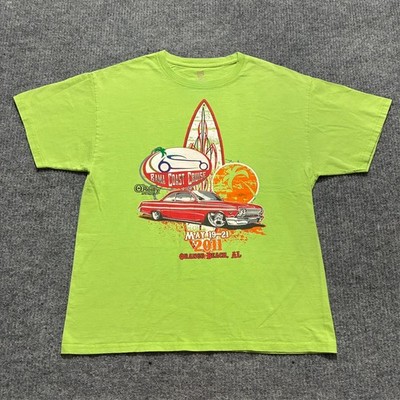 BAMA Coast Cruise 2011 Graphic Shirt Mens Green Short Sleeve 40'' Chest Size