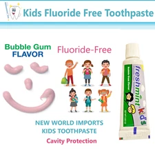 New World Imports Kids Fluoride Free Toothpaste, Bubblegum  0.85 oz -1-36/Box