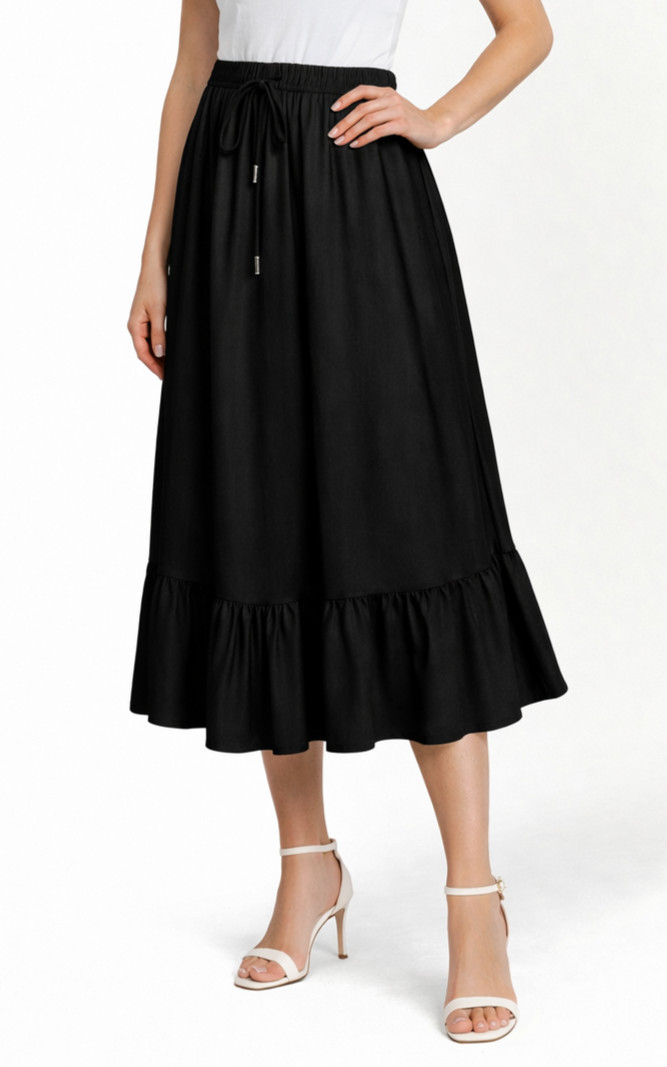 Womens Ladies Maxi Skirt Size UK M Boho Skirt Elasticated Waist Pockets Pleated