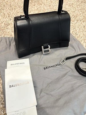 BALENCIAGA  Hourglass Black bag ( Small)  With Sliver Hardware