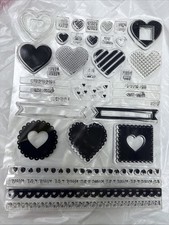 Valentine Hearts, Borders And Word Sayings Clear Acrylic Stamps