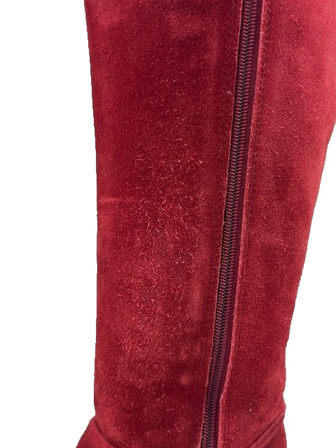 Dingo 女式锈色/红色麂皮绒圣诞趣味毛皮装饰西部及膝靴 8 M — 第 4/4 张图片