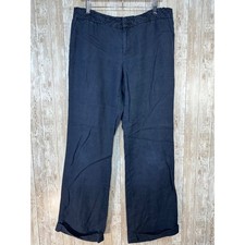Banana Republic Martin Fit Womens Navy Blue Linen Cuffed Straight Leg Pants