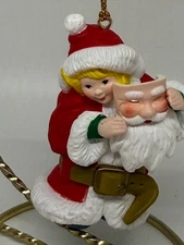 Vintage Santa's Best Christmas Tree Ornament Girl With Santa Mask