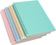 Spiral Notebook, 4 Pcs A5 Thick Plastic Hardcover 8Mm Ruled 4 Color 80 Sheets -1