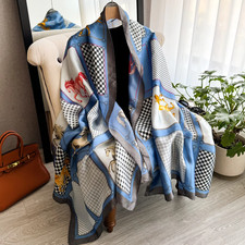 Women's 180x90cm Silk Feel Scarf Soft Long Shawl Wrap Lightweight Fashion Head N