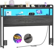 Headboard for Full Size Bed Frame, Headboards with Outlets, USB Ports and LED...