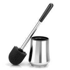 Toilet Brush, Toilet Brush and Holder Stainless Steel Toilet Bowl Brush Silver