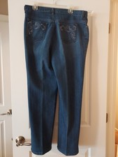 Gloria Vanderbilt Amanda Jeans Women 16 Medium Blue Embroidered/Rhinestone Pkts