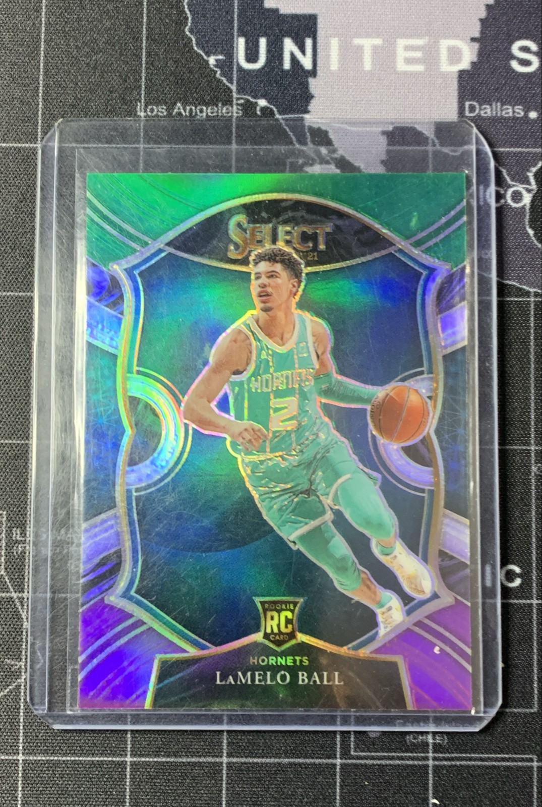 2020-21 Panini Select - Concourse LaMelo Ball #63 Green White Purple Prizm (RC)