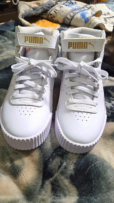 PUMA Mid Top Lace-Up Athletic Sneakers White/Red SoftFoam+ 386222-01