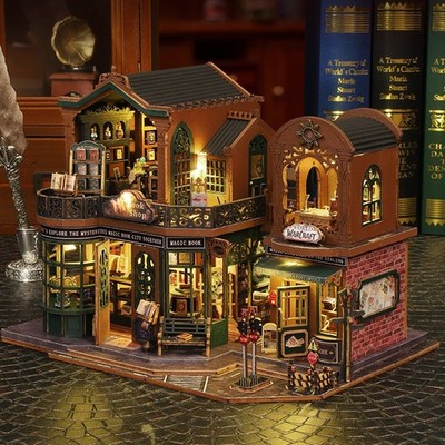 DIY Miniature Magic Book Shop Kit   Dollhouse Craft for Adults