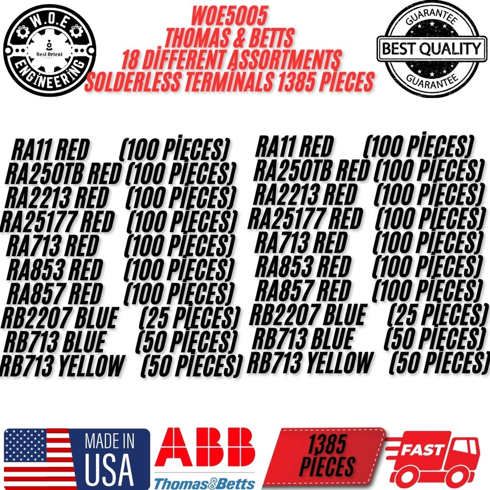 Thomas & Betts 18 Different Assortments Solderless Terminals 1385PC + DURHAM Box - Image 2 of 2