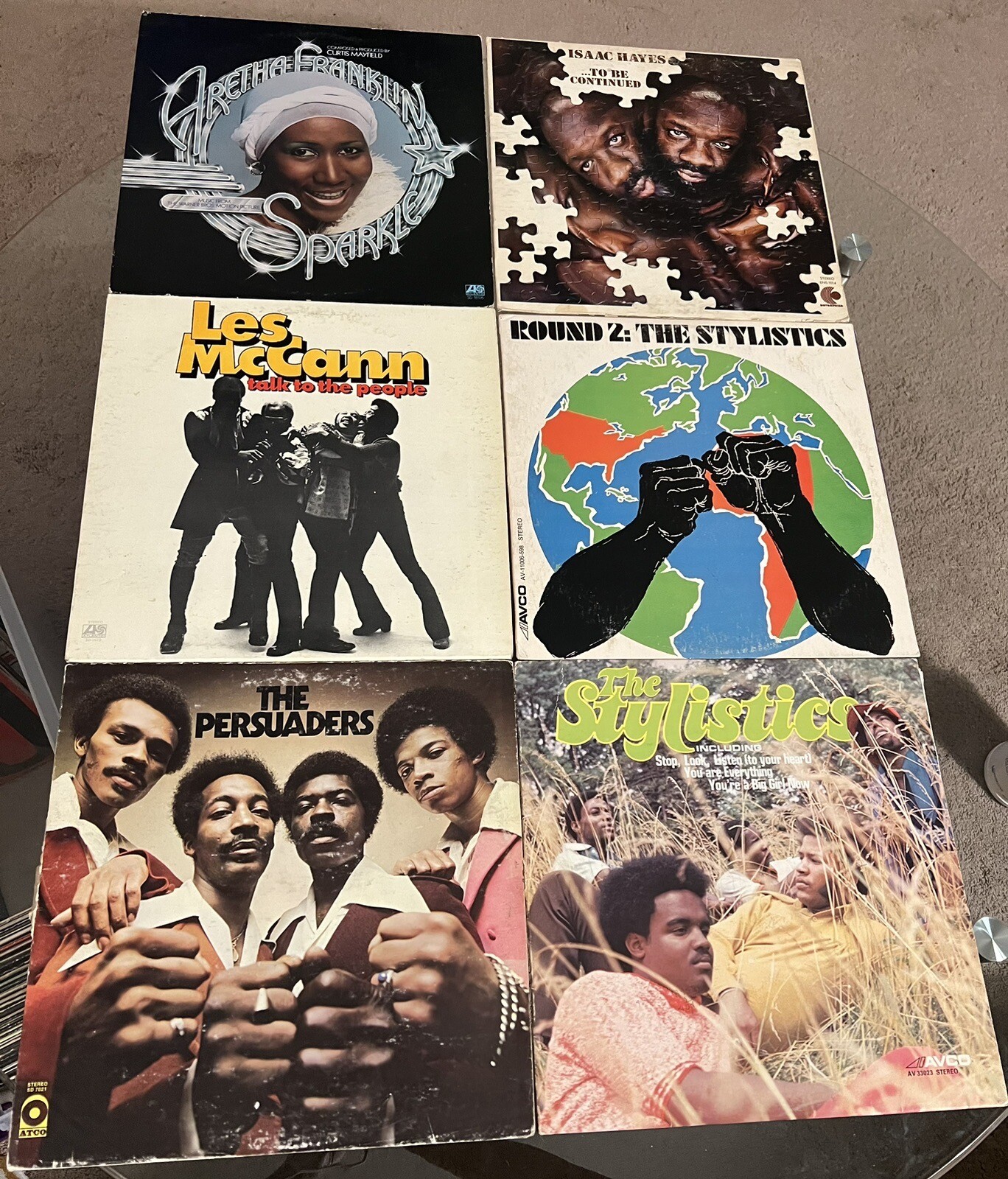 Lot of 6 Vintage R&B/Soul Vinyl Records Featuring Aretha, Isaac, Stylistics, Crusaders-image