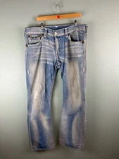 True Religion Vintage Jeans Mens Sz 38 Ricky Super T Straight Leg Light Wash USA