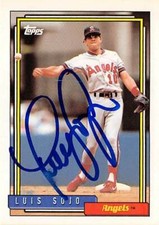 Luis Sojo autographed baseball card (California Angels) 1992 Topps #206