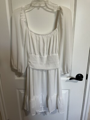 NWT Flowy Lined White Exlura Brand Open Back Dress Size L- Beach, wedding |  eBay