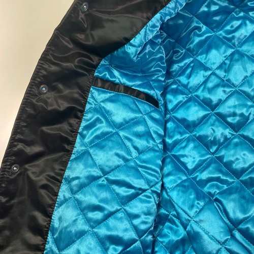 Starter Carolina Panthers Varsity Jacket Mens L Quilt Lined Knit Trim Satin Snap - Picture 17 of 18